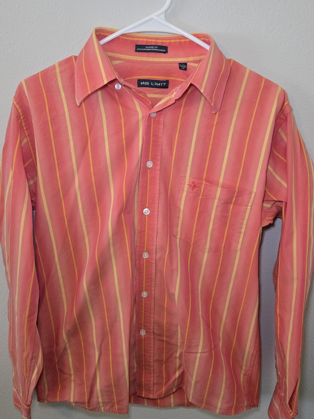 Men's Coral Stripe Button-Up Shirt